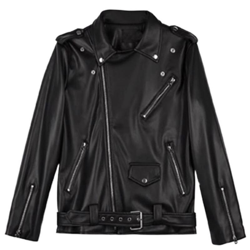 Black Suit Collar, Leather Jacket, Women's Niche Design Sense, Wear Ruffian Handsome Motorcycle Jacket, Trendy Top