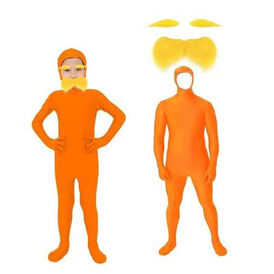 Yellow Mustache and Eyebrow Halloween Costume Orange Jumpsuit Costume  Party