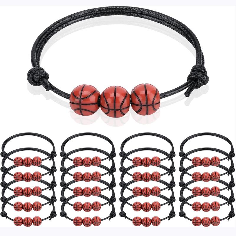 20 Pcs Sports Party Favors Bracelets,Soccer Basketball Football Baseball Bead Ball Bracelets Inspirational Wristbands Sport Gift