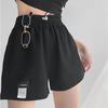Women's High-Waist Elastic Waffle Shorts - Loose, Casual, Wide-Leg Hot Pants