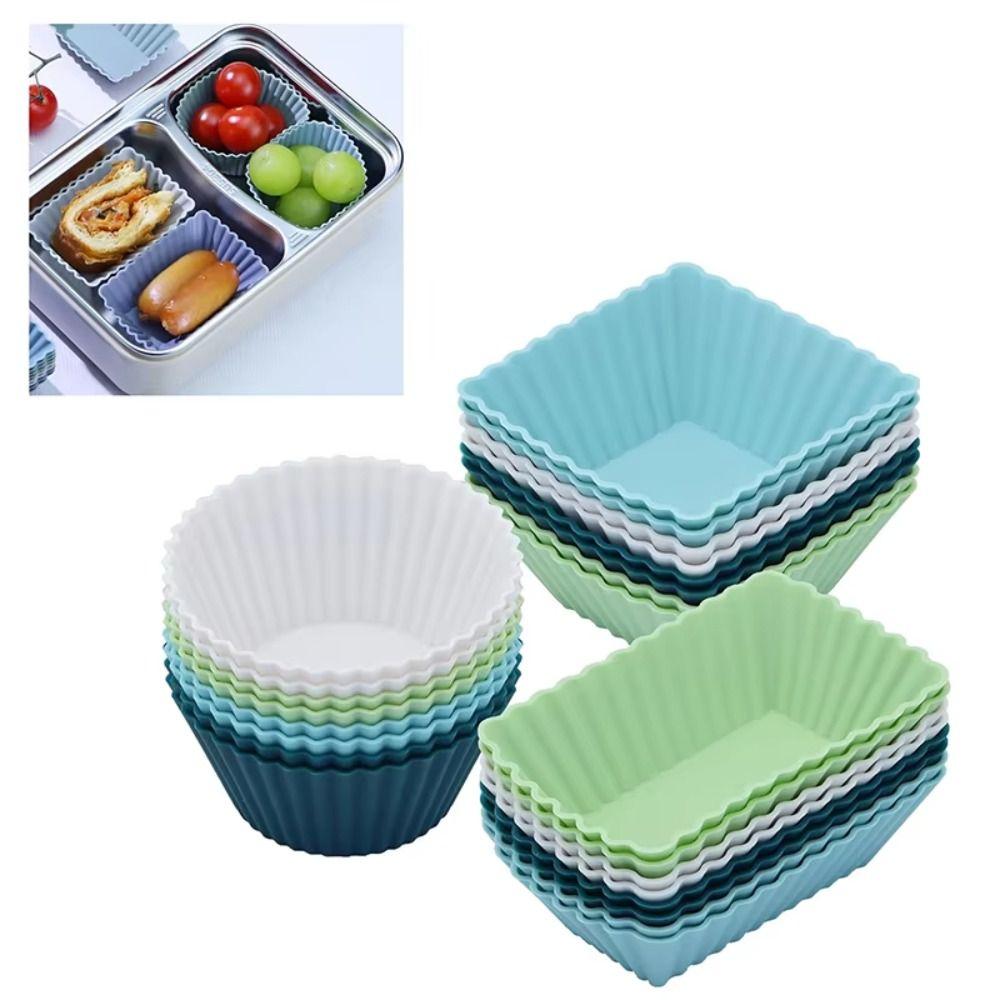 12Pcs Portable Silicone Cupcake Liners Non-Stick Reusable Muffin Liners Baking Cups Pastry Cake Molds