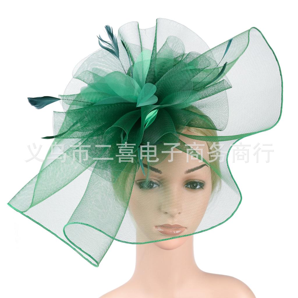 Fashion European and American Party Banquet Top Hat Mesh Cover Ball Headgear Boutique Hair Accessories Veil Wholesale