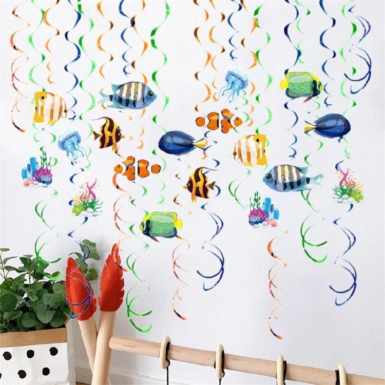 Undersea Animal Decors Set for Any Occasion Fishing Hangings Swirls Decorations