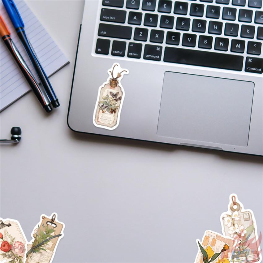50 ks/sada Retro dopis a květiny Art Series 01 Samolepky DIY Móda Vodotěsné Doodle Nálepky