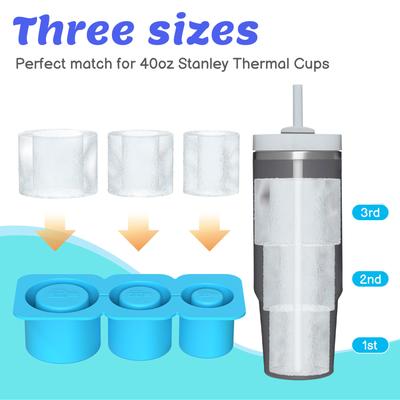 Ice Cube Tray For Tumbler Cup 30oz 40oz Silicone Stackable Ice Cube Tray With Lid Extra Large Ice Block Molds For Freezer