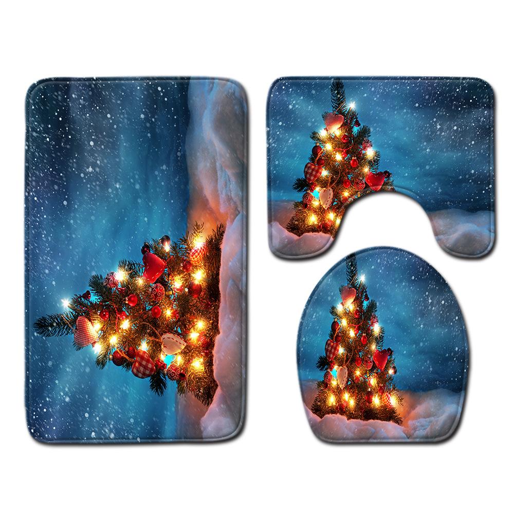 Christmas Bathroom Floor Mat Toilet Three-Piece Set