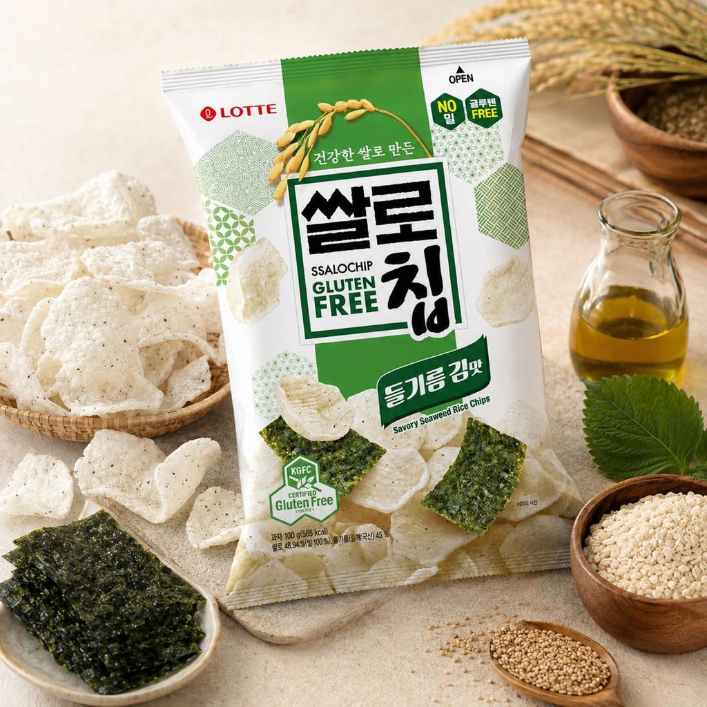 Lotte Perilla Seaweed Flavored Rice Crisps 100g