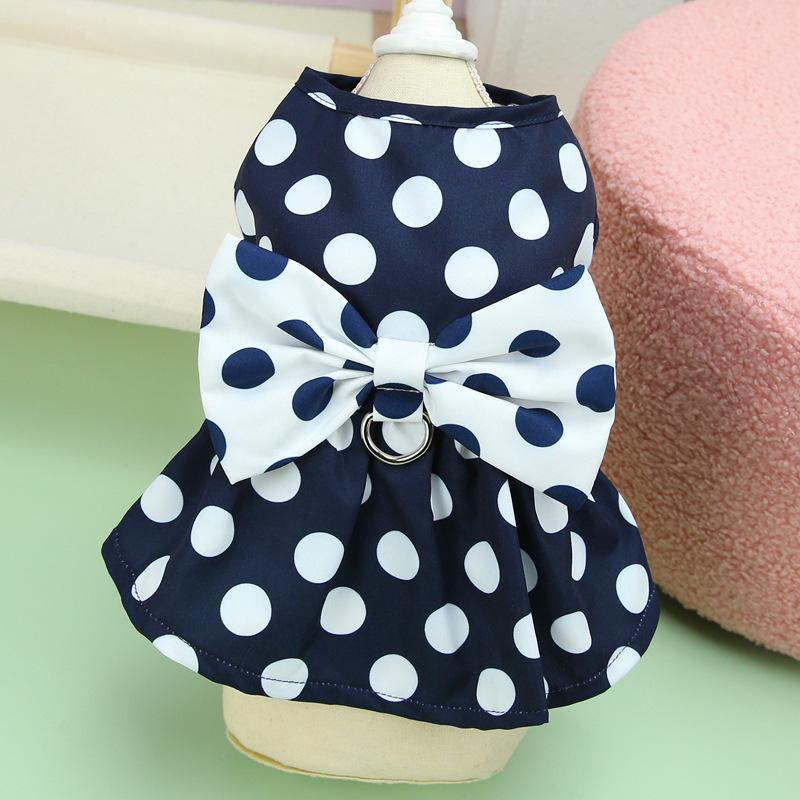 Pet Summer Thin Cat Dog Clothes Teddy Pomeranian Small Dog Bobo Dot Traction Skirt