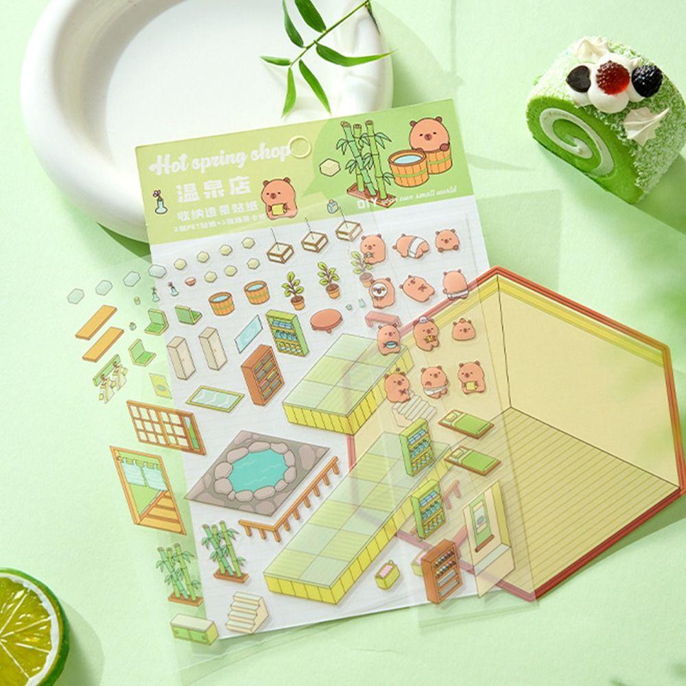 3D Visual Stacking Sticker Capybara Notebook Sticker Cartoon Miniature Scene 3D Stickers