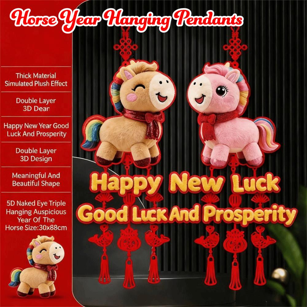 2Pcs 2026 Horse Year Hanging Pendants Chinese Spring Festival Traditional New Year Pendant Chinese Style