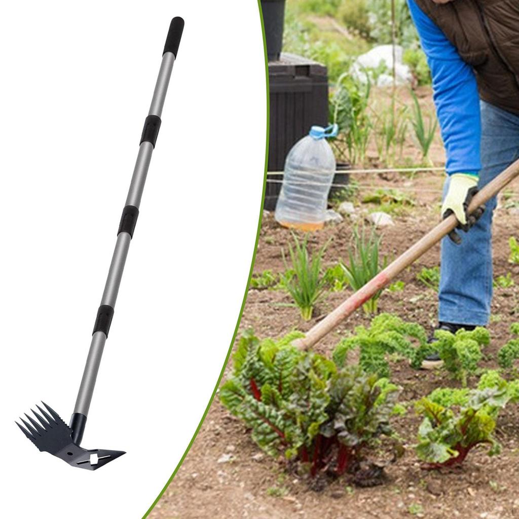 Garden Hoe Weeding Rake Manual Weeder Tool Hand Heavy Duty Weeds Puller Remover for Yard
