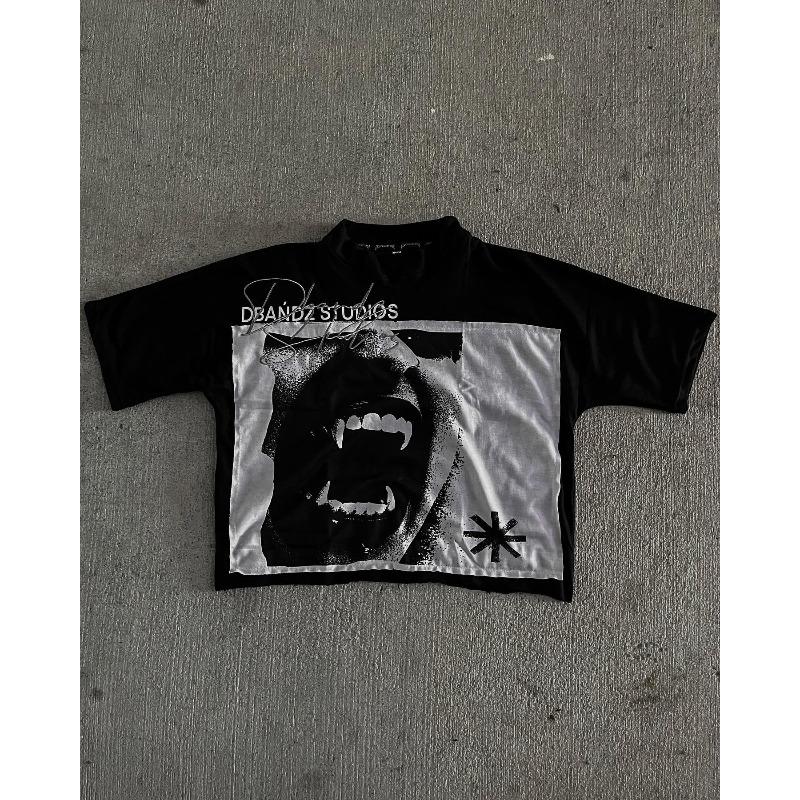

STREETRICH Aesthetic Printed Y2k Gothic Daily Short-sleeves Gray Comfort Casual Hip Hop Loose T-Shirts for Man and Women Summer New Tops XXXL