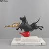 Game with Bulls Sculpture Marble Base Ornaments Modern Crafts Desk Decoration Bullfighter Abstract Artwork Room Aesthetic Decor