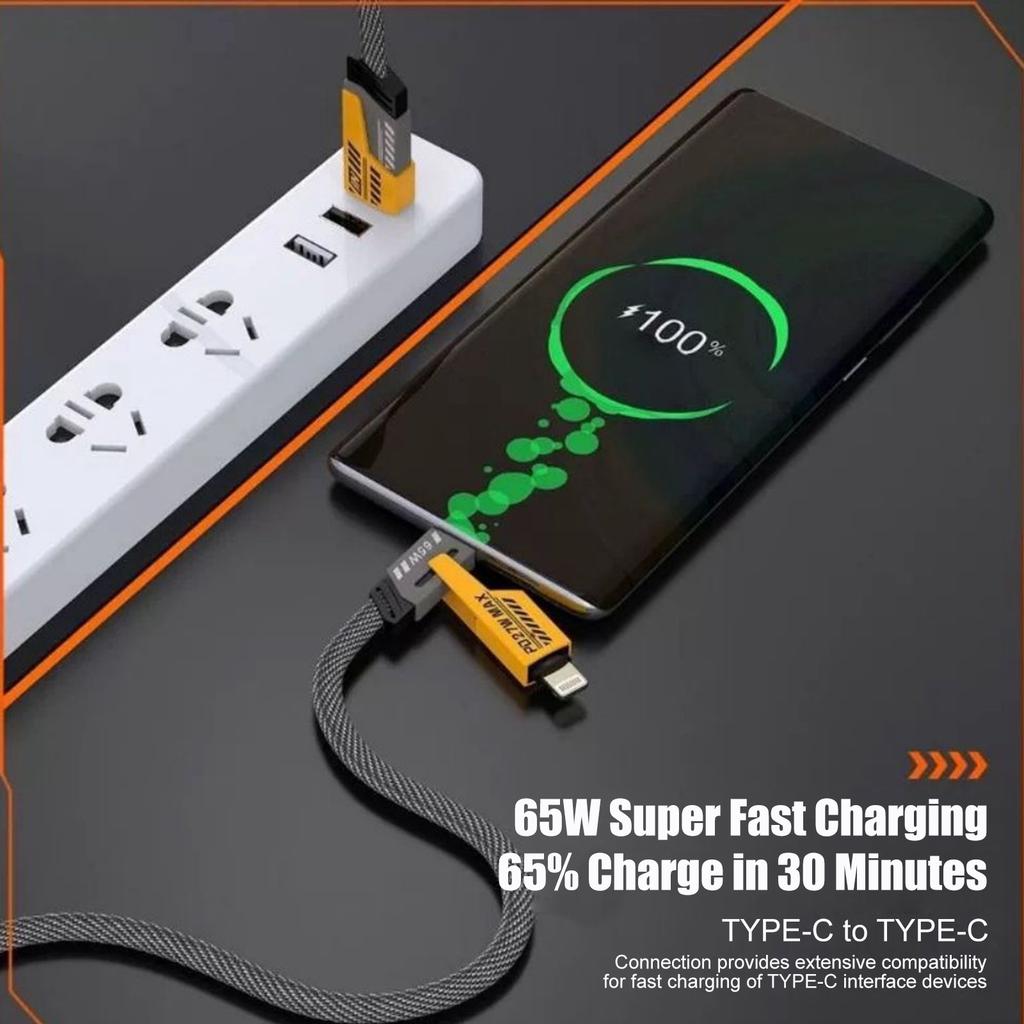 4 In 1 USB C Cable Multi Charging Cable Fast Charging Braided USB A Type C Cord Adapter For Smartphones Laptop Tablet