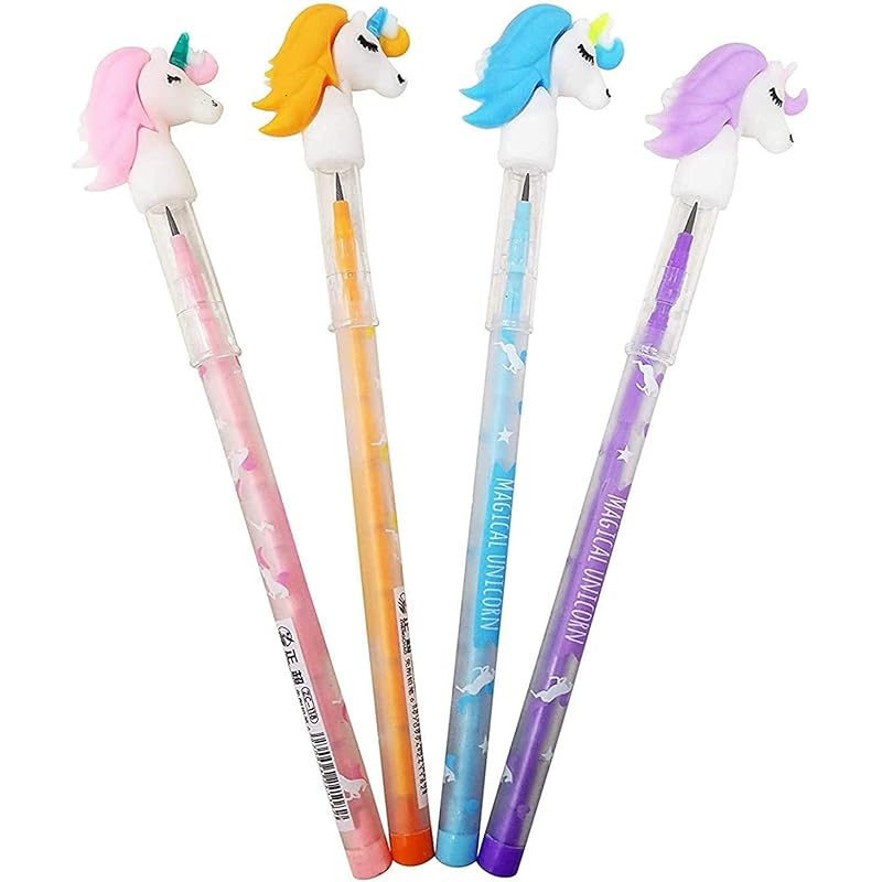 Dsr Beautiful Designer Unicorn Pencils (Pack Of 4 Pencils) Assorted Colours