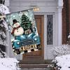 1pc Welcome Snowman & Festive Tree Large Double-Sided Garden Flag - Polyester, No Electricity Needed, Blue Vintage Truck Outdoor Yard Decor, Seasonal 