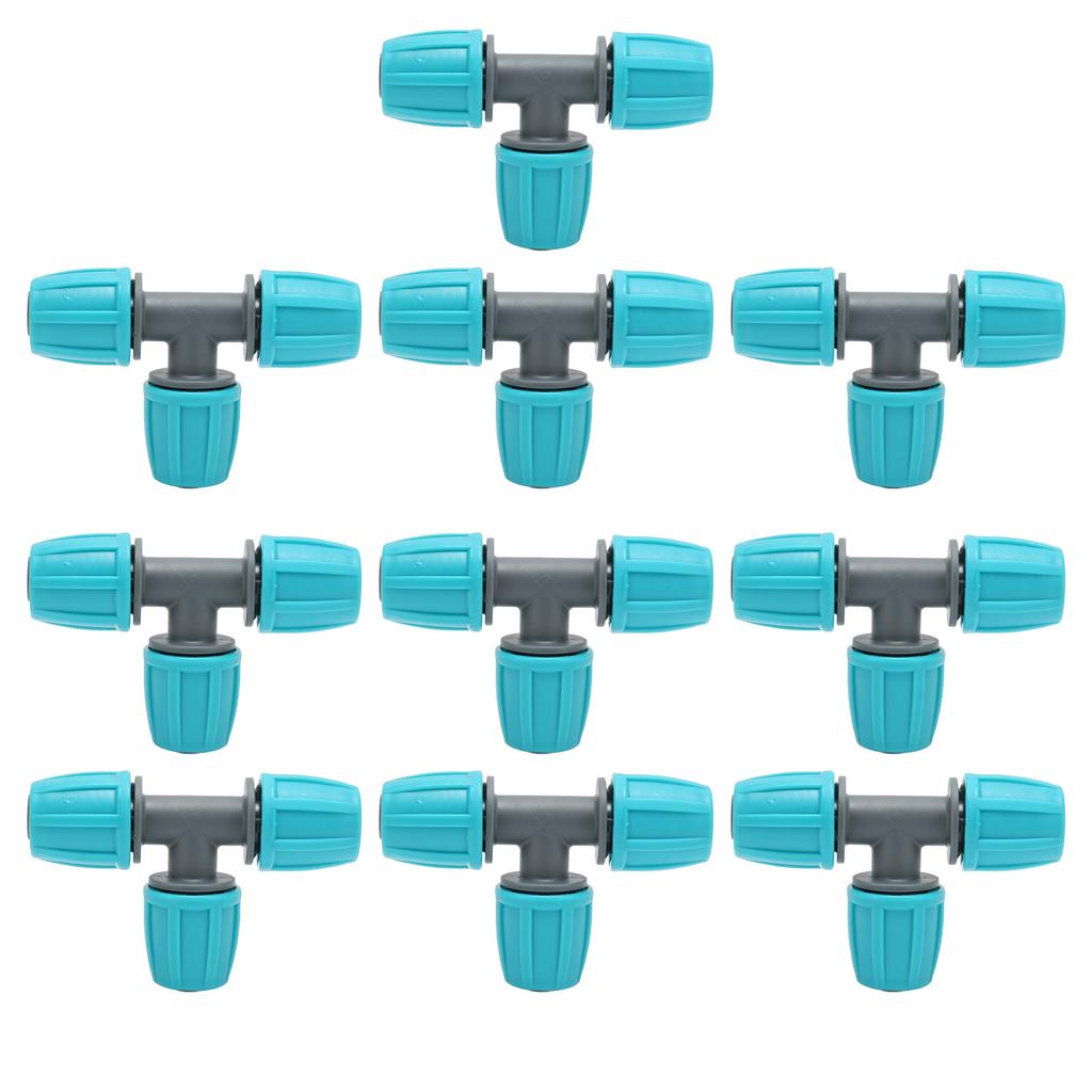 20PCS 16mm Tee Pipe Connector PE Irrigation Tubing Tee for Greenhouses Gardens Agriculture 9.3x6CM