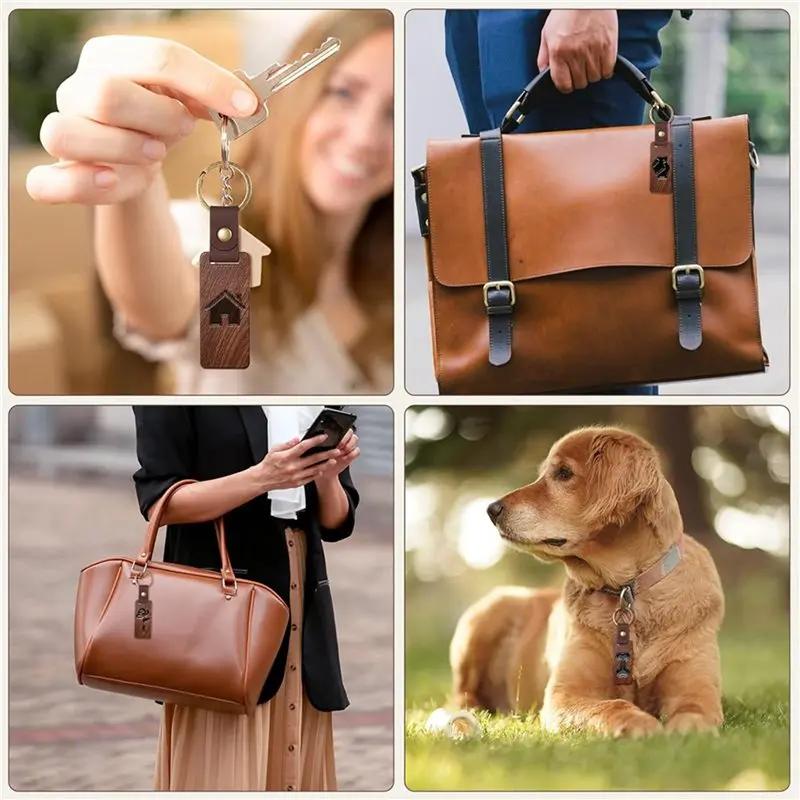 Wooden Keychain Blanks Rectangle Wood Keychain Blanks With Leather Strap Engraving Blanks Key Chain