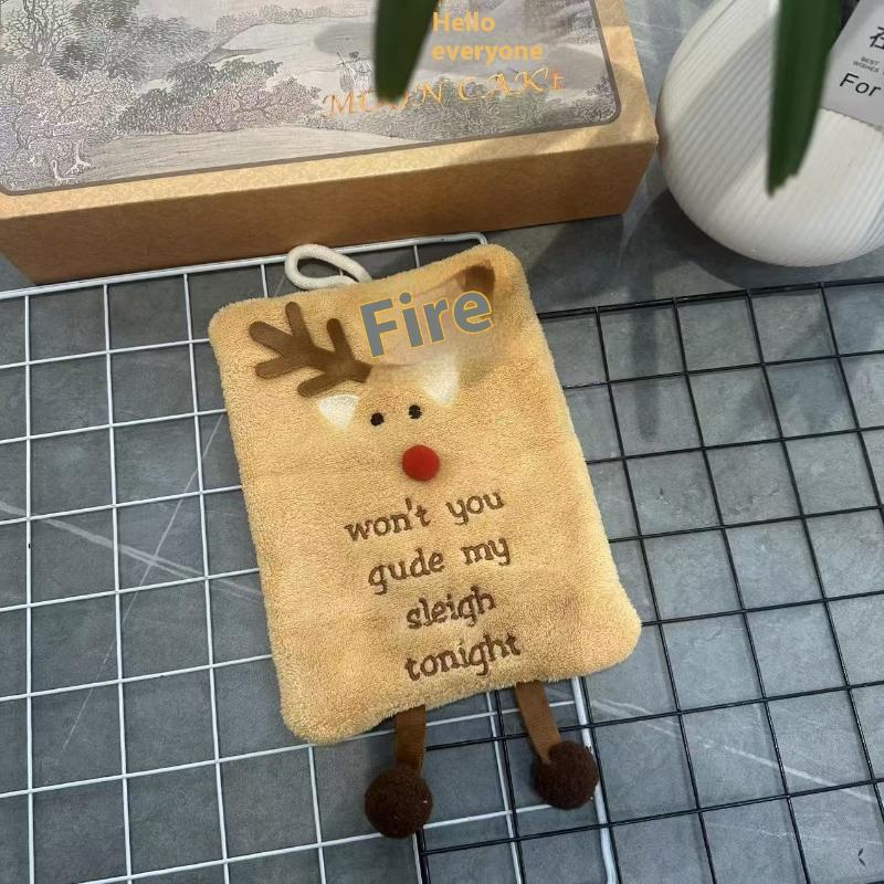 New Christmas Hand Towel Hanging Type Thickened Coral Fleece Towel Kitchen Absorbent Quick Drying Rag Cartoon Hand Towel