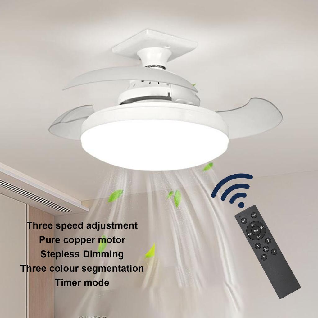 Fan Light Memory Function LED Fan Light Low Noise Color Temperature Adjustable Stepless Dimming Remote Control for Bedroom