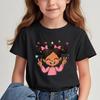 Girls New Cartoon Printed Shortsleeved Tshirt Summer Shortsleeved Tshirt Childrens Round Neck Top  polyester fabric