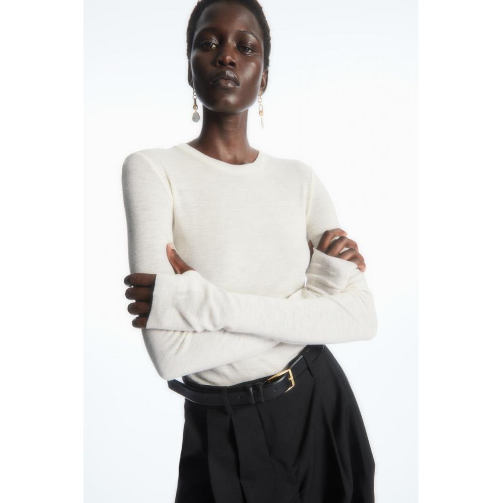 

Прозрачный топ приталенного кроя COS Japan из шерсти мериноса offwhite/XS