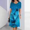 Elegant Women Summer Floral Print Beautiful Plus Size Midi Dress One-piece Female Dresses