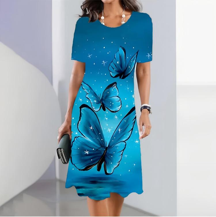 Elegant Women Summer Floral Print Beautiful Plus Size Midi Dress One-piece Female Dresses