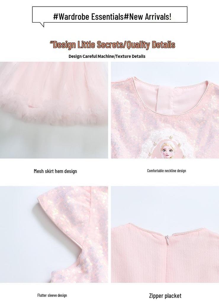Frozen Elsa Princess Dress - Girls' Puffy Mesh Summer Party Dress 2026.
