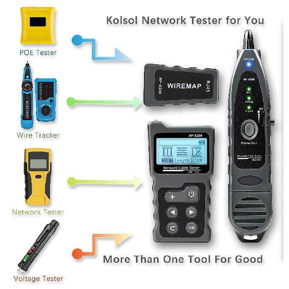 Network Cable Tester, Ethernet Wire Tracer with NCV & Lamp for CAT5 CAT6, PoE Tester Detect Voltage Measure Fault Distance by TDR NF-8209