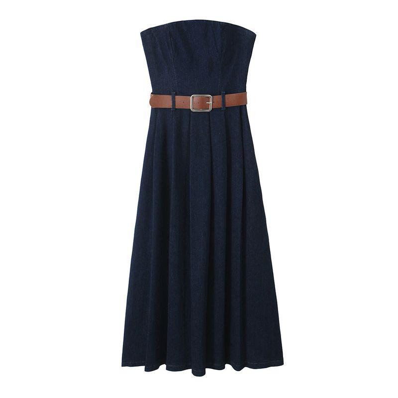 

Women s New Fashion Denim Dress Tube Top Navy blue S