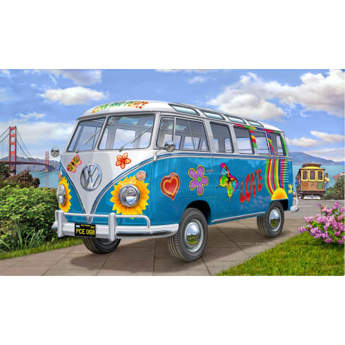 German Revell 1/24 Volkswagen T1 Samba Bus Flower Power Plastic Model 07050