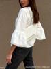 New Arrival: Linen V-Neck Doll Shirt with Lace Flare Sleeves in Solid Colors