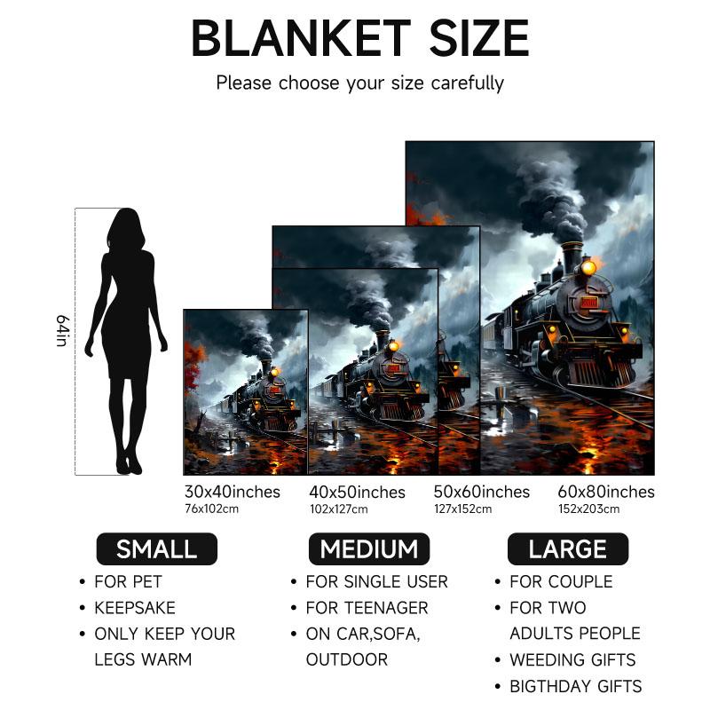 1 piece steam train theme flannel blanket, suitable for sofa, bed, office, ideal gift for family, friends, perfect for holidays.