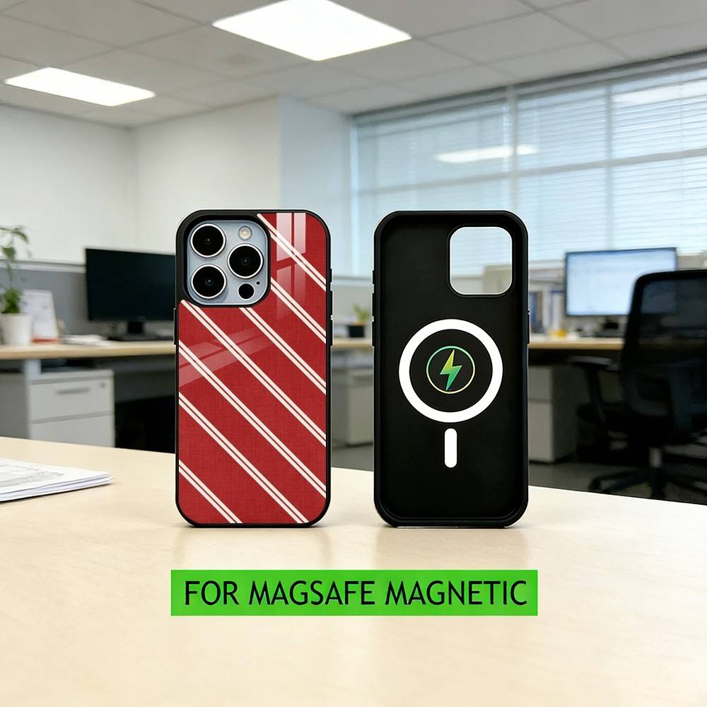 B-Burgundy White Stripe P-pattern Phone Case For iPhone17,16,15,14,13,12,11 Plus,Pro Magnetic with Magsafe Wireless Charging
