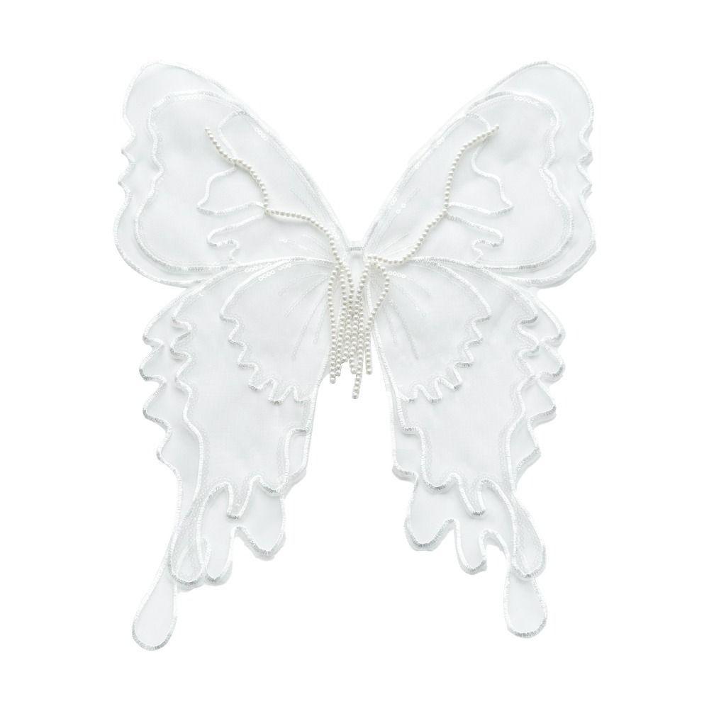 Lace Fabric Butterfly Organza Appliques Tulle Double Layer Butterfly Patch Clothing Stickers Embroidered Patch 3D Wings Patch