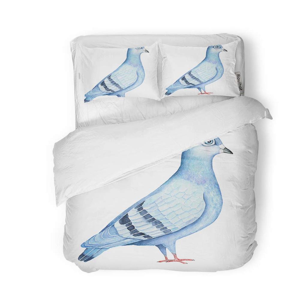 Pigeon Peace Duvet Cover Set Cute Bird Pattern King Queen Size Polyester Comforter Cover with Pillowcase for Teens Bedding Set
