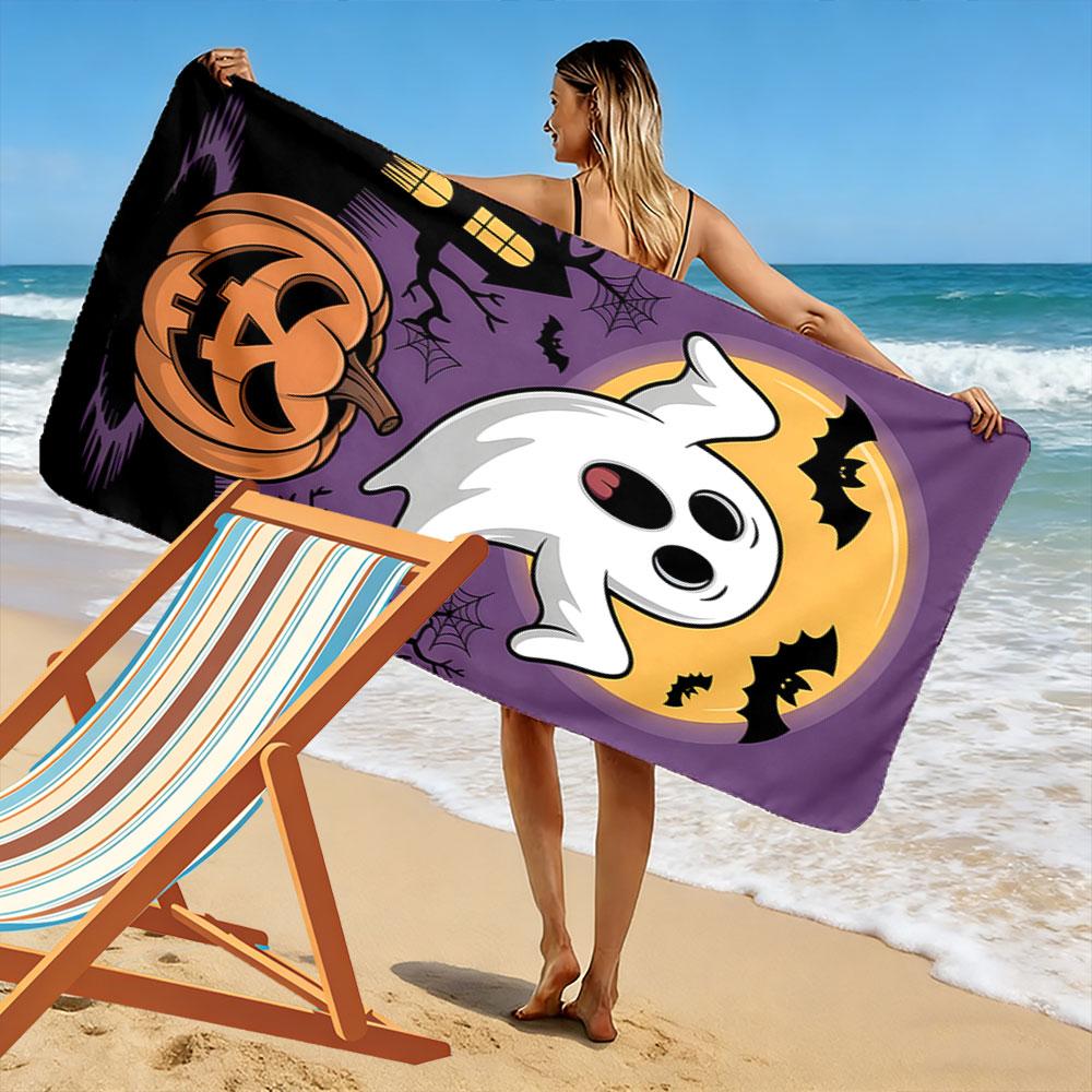 Spooky ghostly Halloween charm Print beach towel, quick drying, suitable for travel, outdoor sports, jogging, the beach and swimming, gift