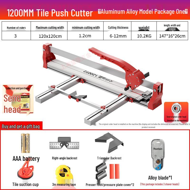 Manual Push Tile Cutter with Laser Precision for Ceramic and Floor Tiles