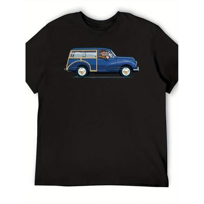 Men's Vintage Morris Traveler Classic Car T-Shirt - 1960s British Retro Design, Soft Breathable Cotton Short Sleeve Crew Neck Tee with Morris