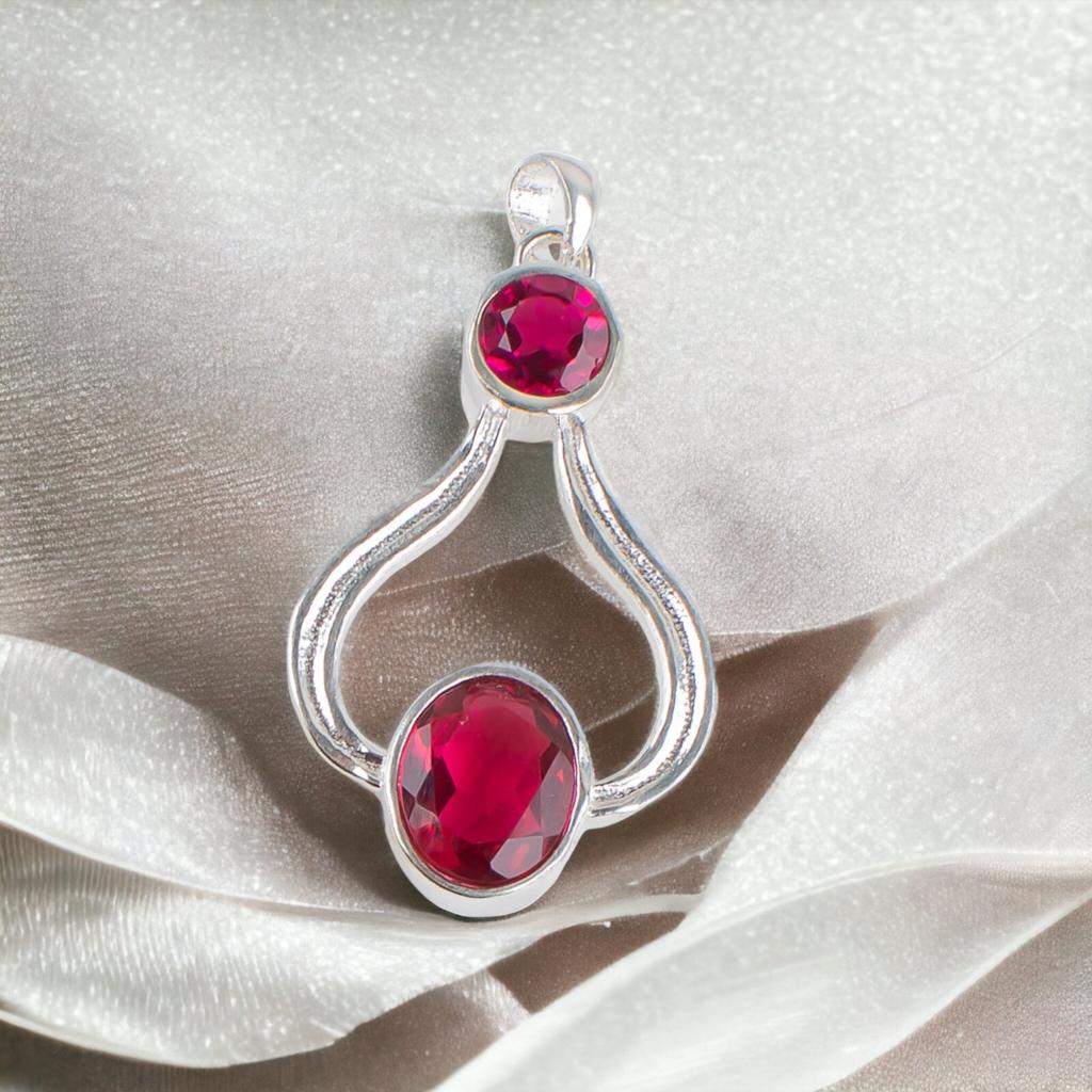 925 Sterling Silver Multi Gemstone Fashionable Jewelry Pendant 1.51" For Gift CP-4