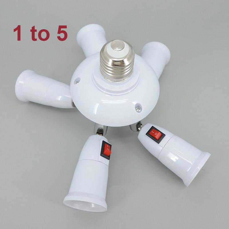 E27 TO 2 3 4 5 E27 Power Socket Way In 1 LED Light Bulbs Light Flexible Holder Base Switch Splitter Converter AC Power Lamp