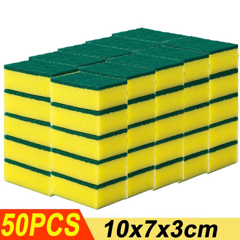 100/5pcs Kitchen Dishwashing Sponge Cleaning Rub Pot Rust Stains Removing Tableware Brush Scrub Sponges Scouring Pad Wholesale