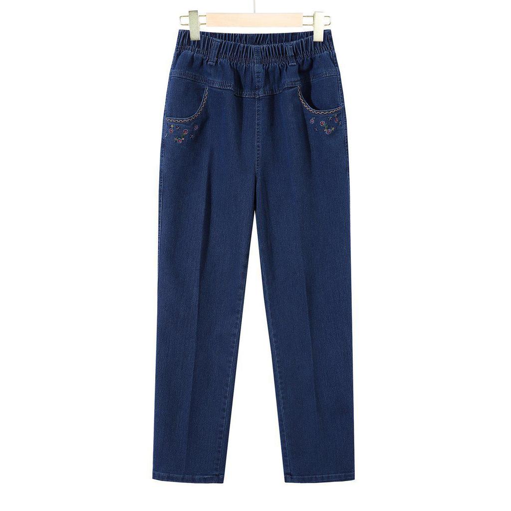 High-Waisted Straight Summer Jeans for Middle-Aged & Elderly Women - Casual Grandma Pants