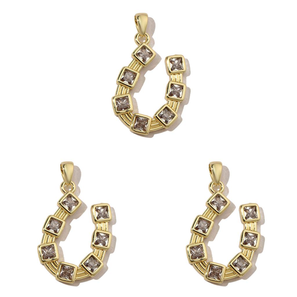 3pcs 18k Gold Plated Charm Heart/Horseshoe/Dices Poker Card Pendants with Cubic Zirconia Necklace Earrings Components