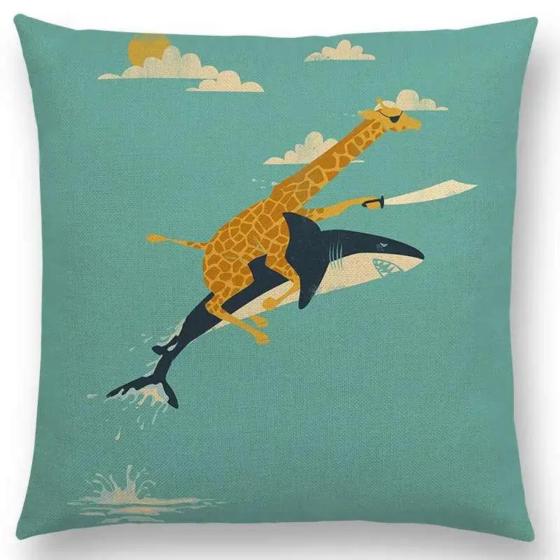 Neueste Cartoon-Tiere Niedlicher Hai Katze Vogel Giraffe Pinguin Wal Eisbär Nilpferd Panda Kissenbezug Auto Sofa Wurfkissenbezug