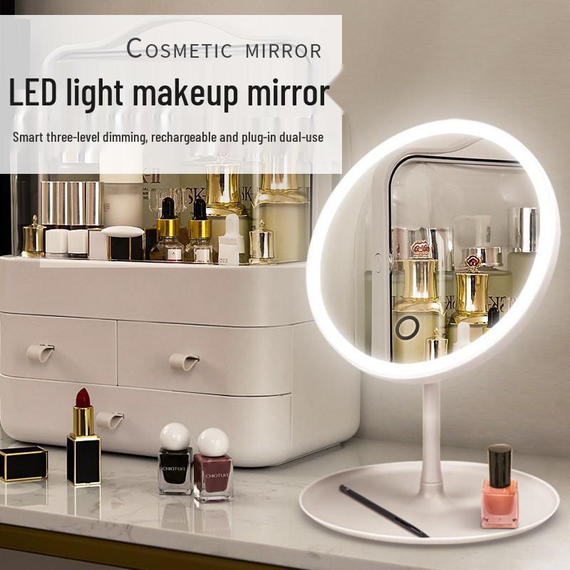 Adjustable Rotatable LED Makeup Mirror with Fill Light - Portable Desktop Vanity Mirror
