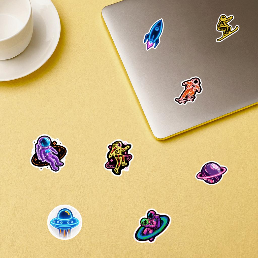 35pcs-100pcs Playful Planets Stickers Neon UFO Graffiti Decals DIY Stickers For Laptop Motorcycle Luggage Phone Guitar Laptop