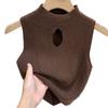 Fashion Half Turtleneck Hollow Out Knitted Tank Top Summer Women Casual Solid Color Sleeveless Vest