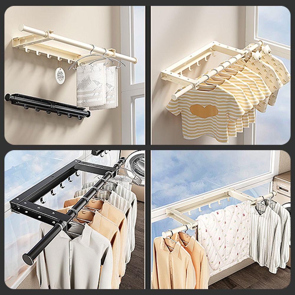 Adjustable Length Clothes Drying Rack Wall Mounted Clothes Hanger Home Stainless Steel Telescopic Clothes Rack Punch-free